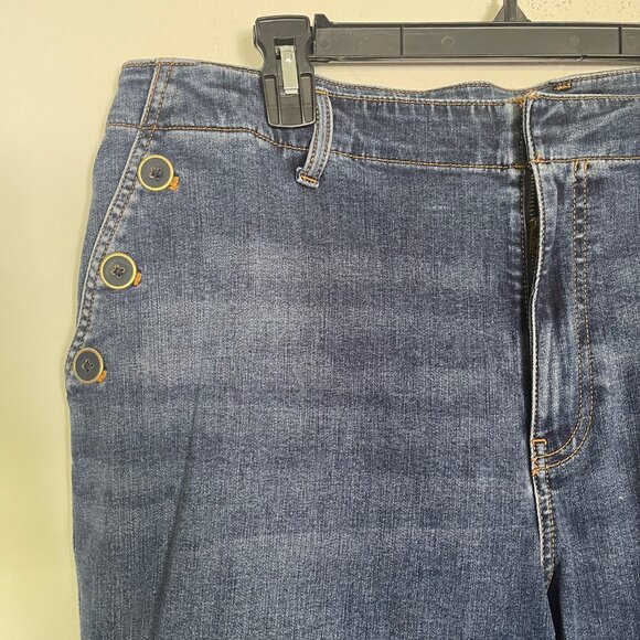 Talbots Women's Plus 18W Sailor Wide Leg Jeans Trousers Button Detail T6 - Picture 3 of 11